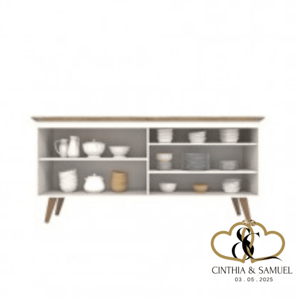 Buffet 4 Portas cor Madeira Natural e Azul